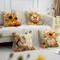 Fall Pillow Covers 18x18 Inch Set of 4 Pumpkin Sunflower Autumn Harvest Throw Pillow Cases Squirrel Decorative Thanksgiving Day Cushion Case for Couch Sofa Outdoor Home Decor